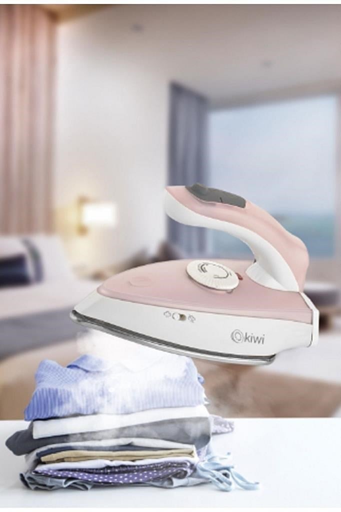 6(ROKU) BEAUTY&YOUTH　VELOUR ALL IN ONE Kiwi KSI-6316 Çelik Tabanlı Seyahat Ütüsü 1000 w Pembe