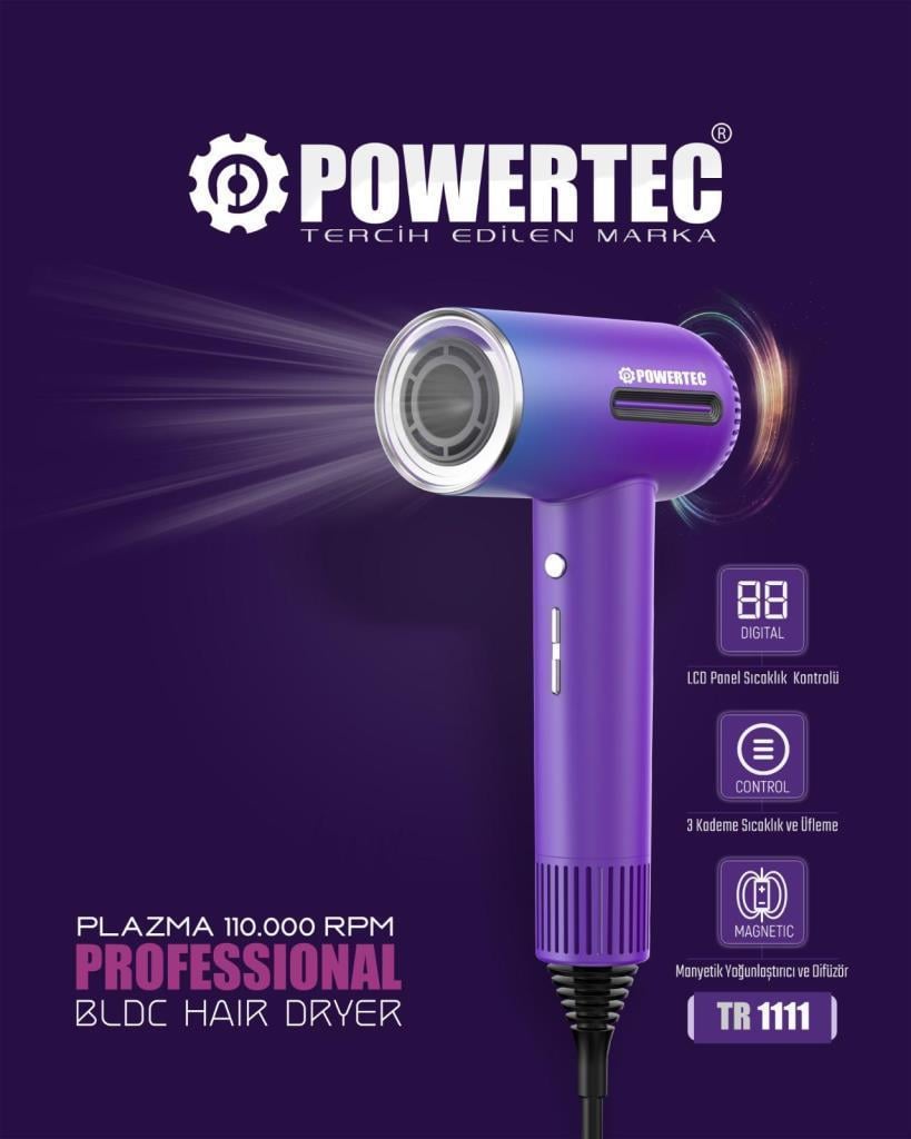 Powertec TR-1111 Delux Plazma Digital Fön Makinası