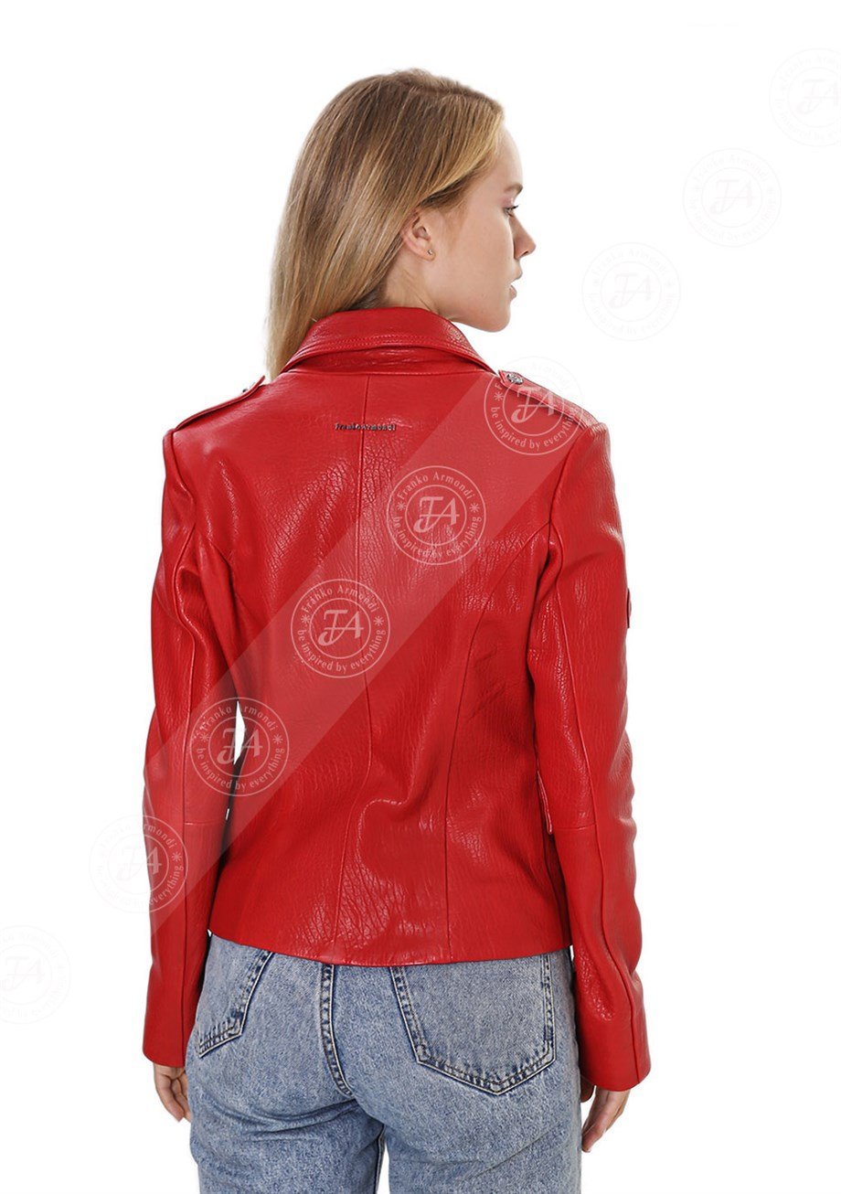 Kadın Gerçek Deri Klasik Ceket Kırmızı BK-1564 - 19922 FA4