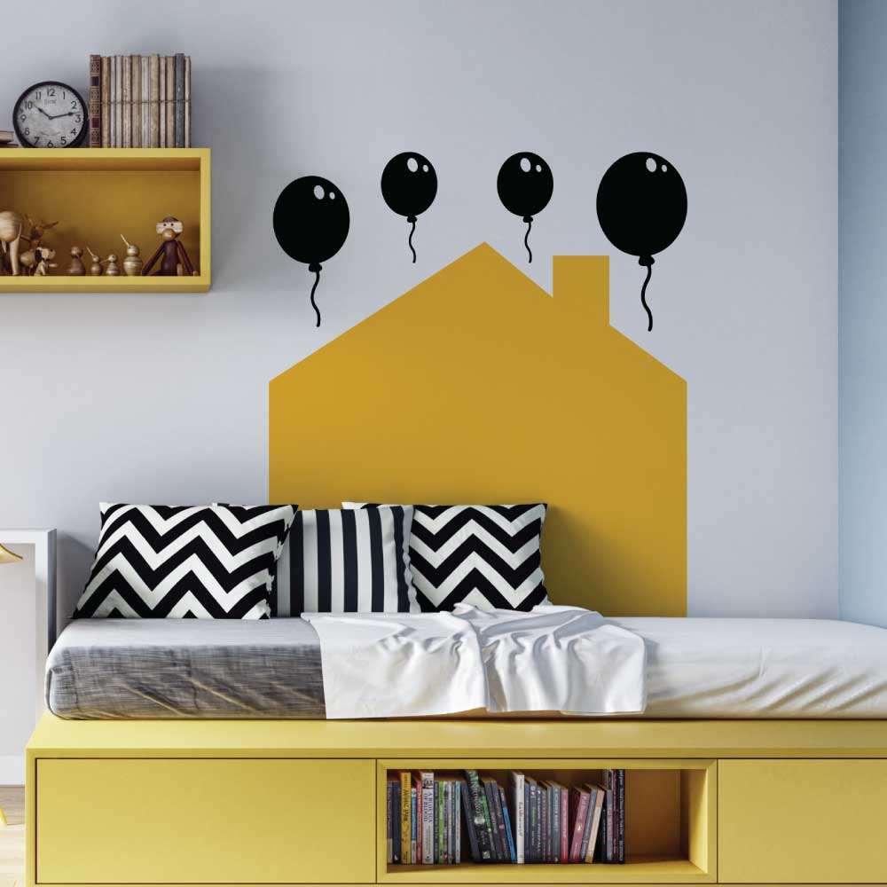 Dijitalya | Sarı Renk Ev Model Çocuk Genç Odası Duvar Dekorasyon Sticker -  STC668