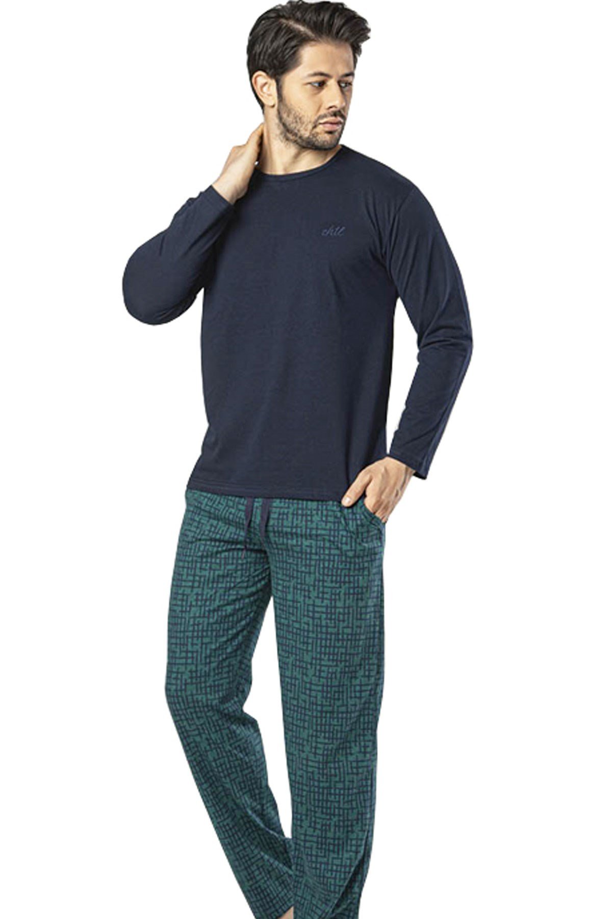 Akare Erkek Pamuklu ve Likralı Pijama Takımı
