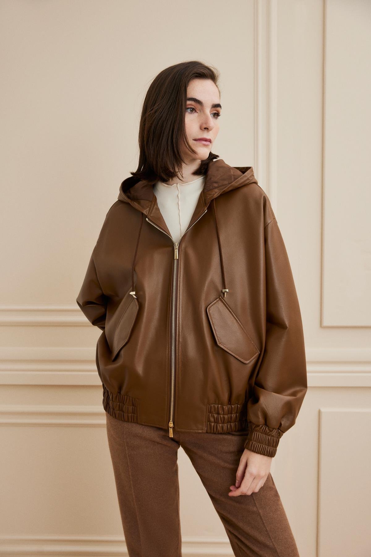Cognac bomber jacket online