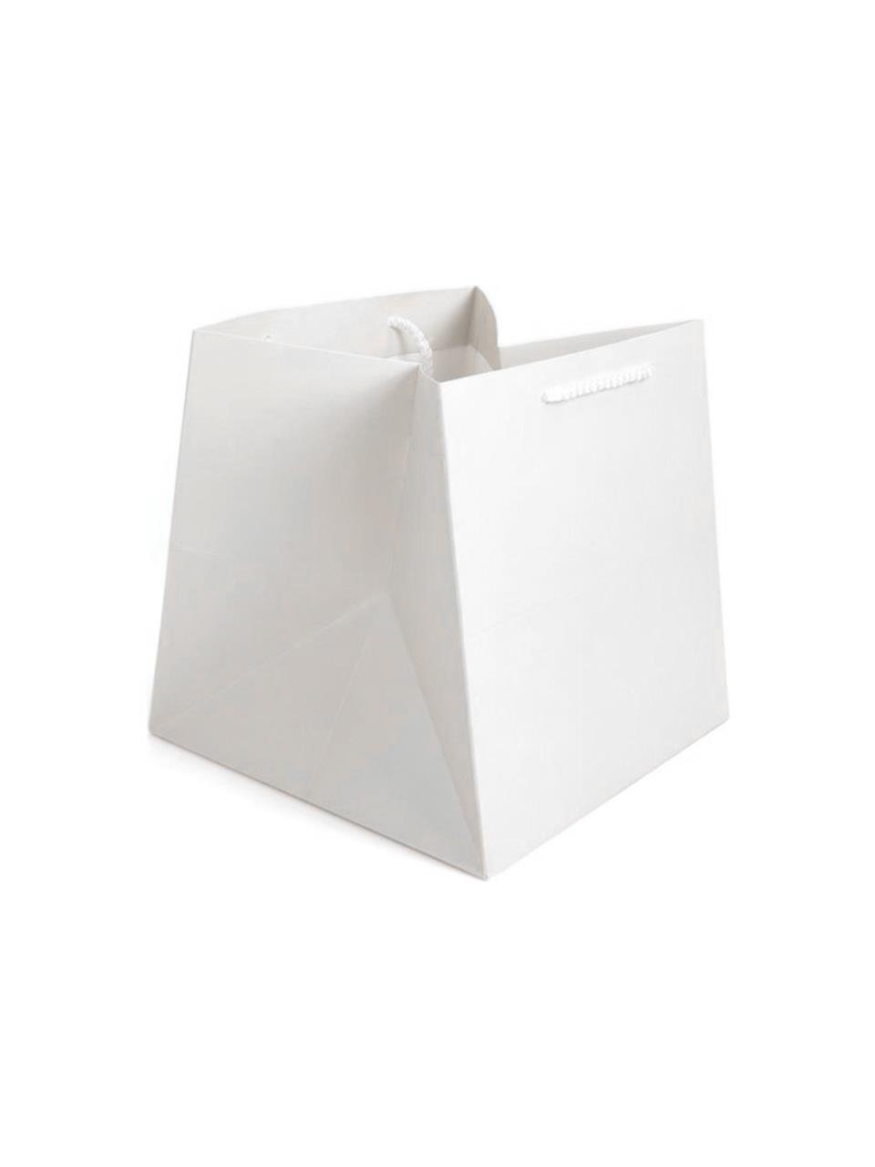 Beyaz Karton Çanta İpli Hediye Çantası Pasta Çantası 20X17X17 Cm