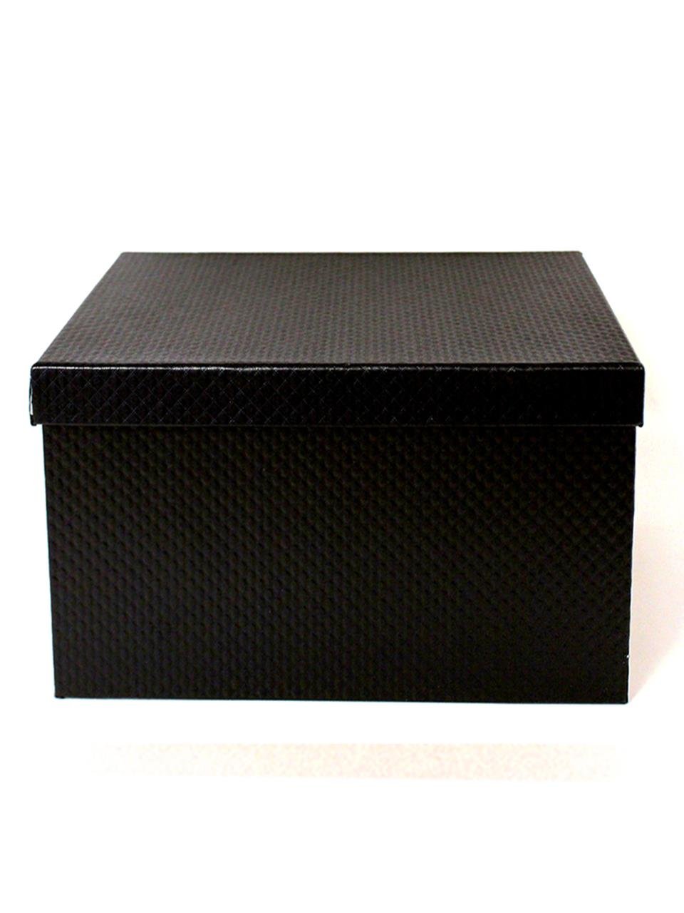 Hediye Kutusu Deri Görünümlü Dikdörtgen Kutu Siyah 26x31x17 cm