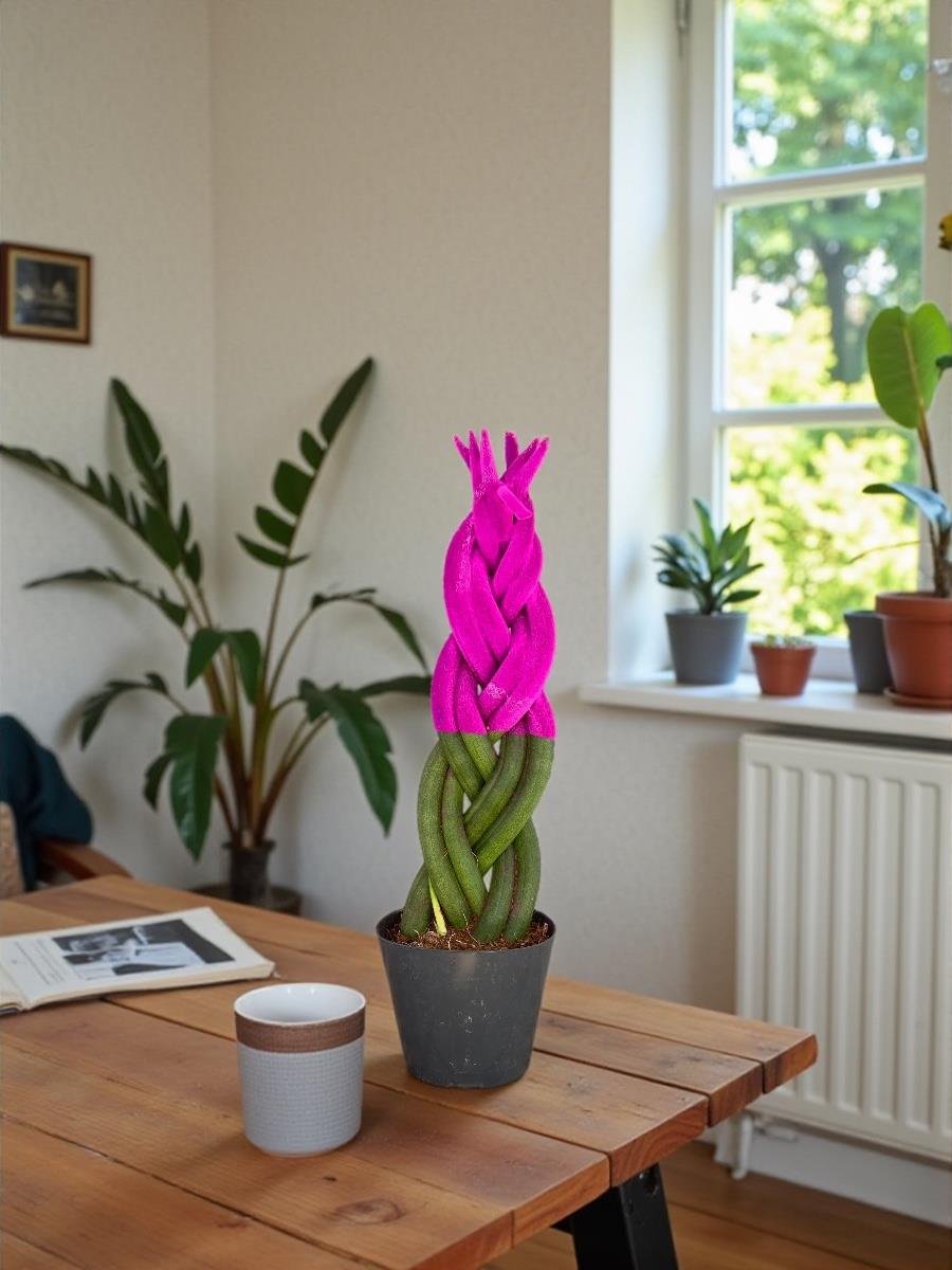 Pembe Renkli Kadife Örgülü Sansevieria Cylindrica (Paşa Kılıcı