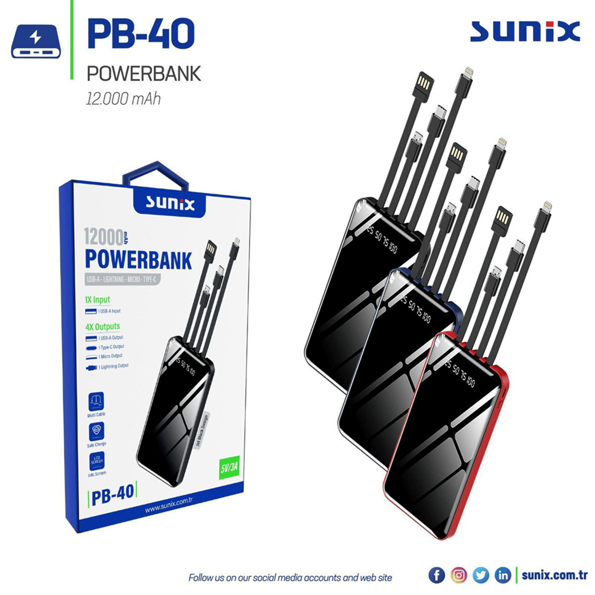 Satın Al: Sunix PB-40 12000 Mah Powerbank - Sunix | En İyi Fiyat