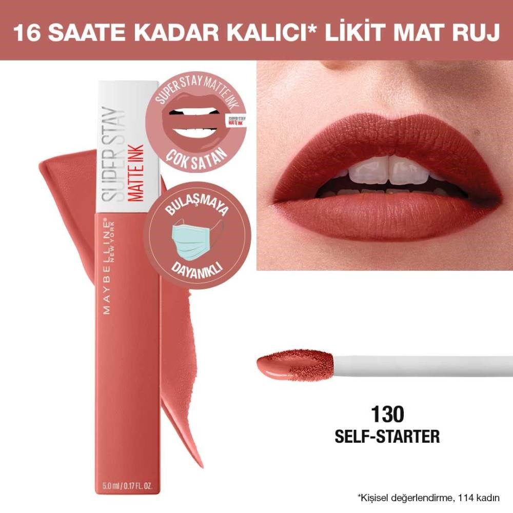 Maybelline New York Likit Mat Ruj SuperStay Matte Ink City Edition Lipstick  130 Self Starter | Tshop