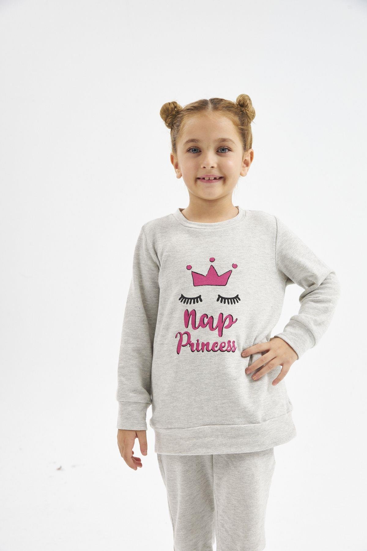 Nap Queen & Prıncess Gri Eşofman Takımı Anne Kız Pijama Takımı.ayrı Ayrı  Satılır Fiyatlar Farklıdır