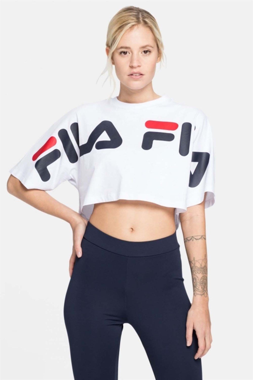 Fila Women Barr Cropped Wide Tee Kad n Ust T shirt 687497 M67 Hemen Sat n Al