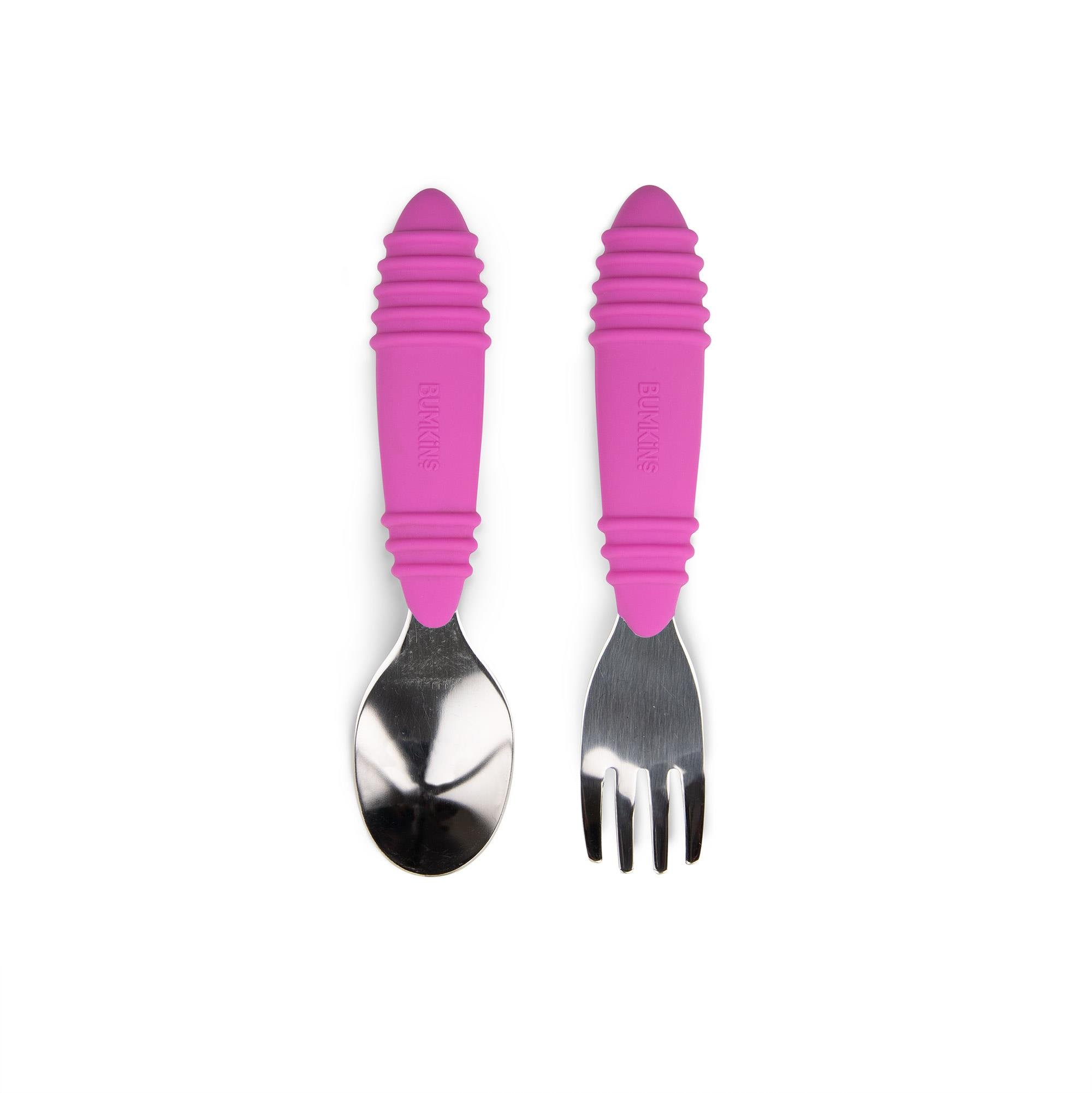 Bumkins Paslanmaz Çelik Çatal Kaşık Seti - Fuchsia