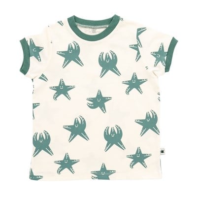 Little Yucca "Sporty" Tshirt - Kırık Beyaz & Derin Yeşil