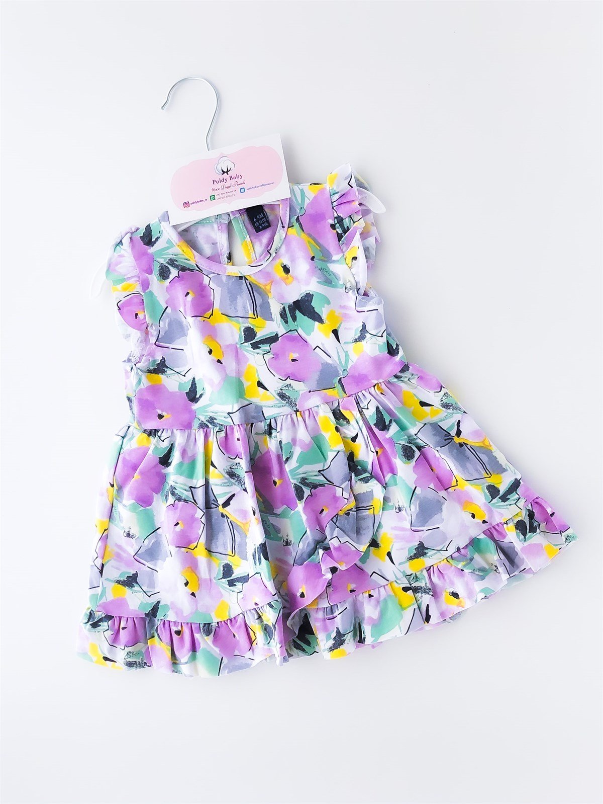 Batik Çiçekler Elbise Lila | poldybaby.com