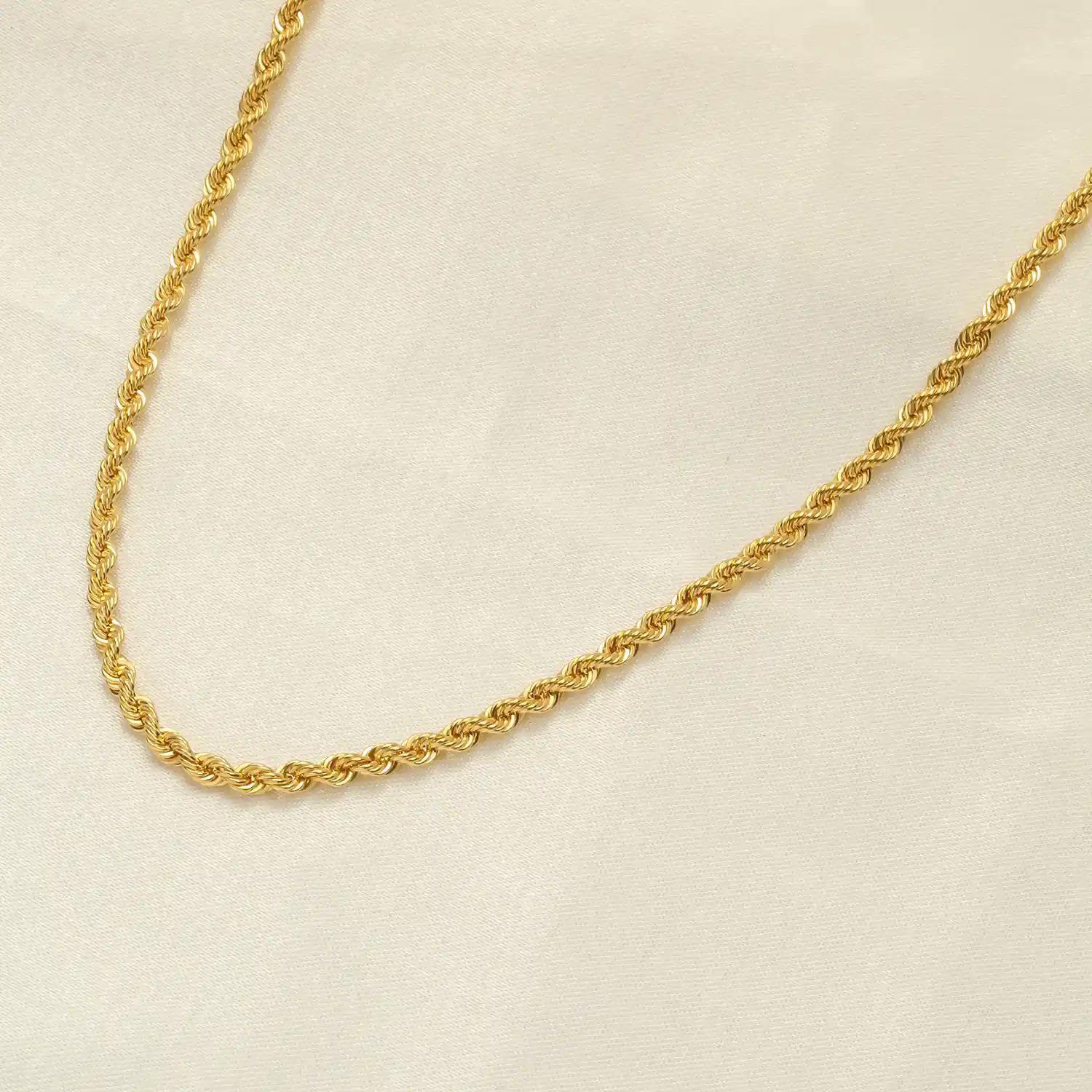8K Yellow Gold Rope Chain Necklace