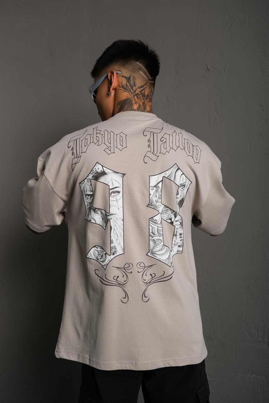 Gri Tokyo 98 Bask l Oversize Basic Tshirt V P LOKAL