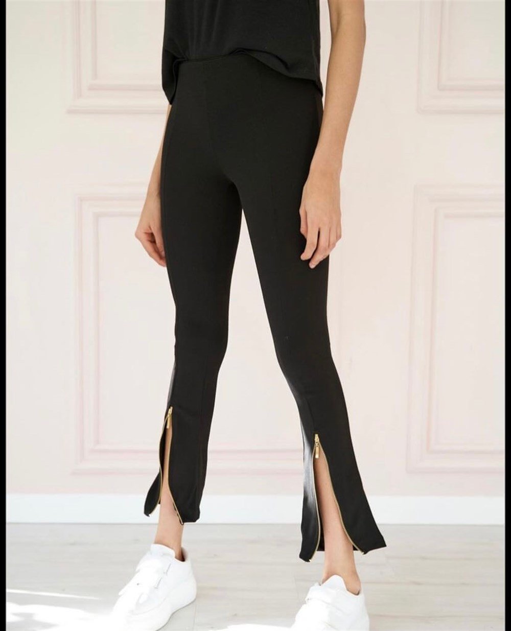 Zara Model Fermuarlı Siyah Tayt