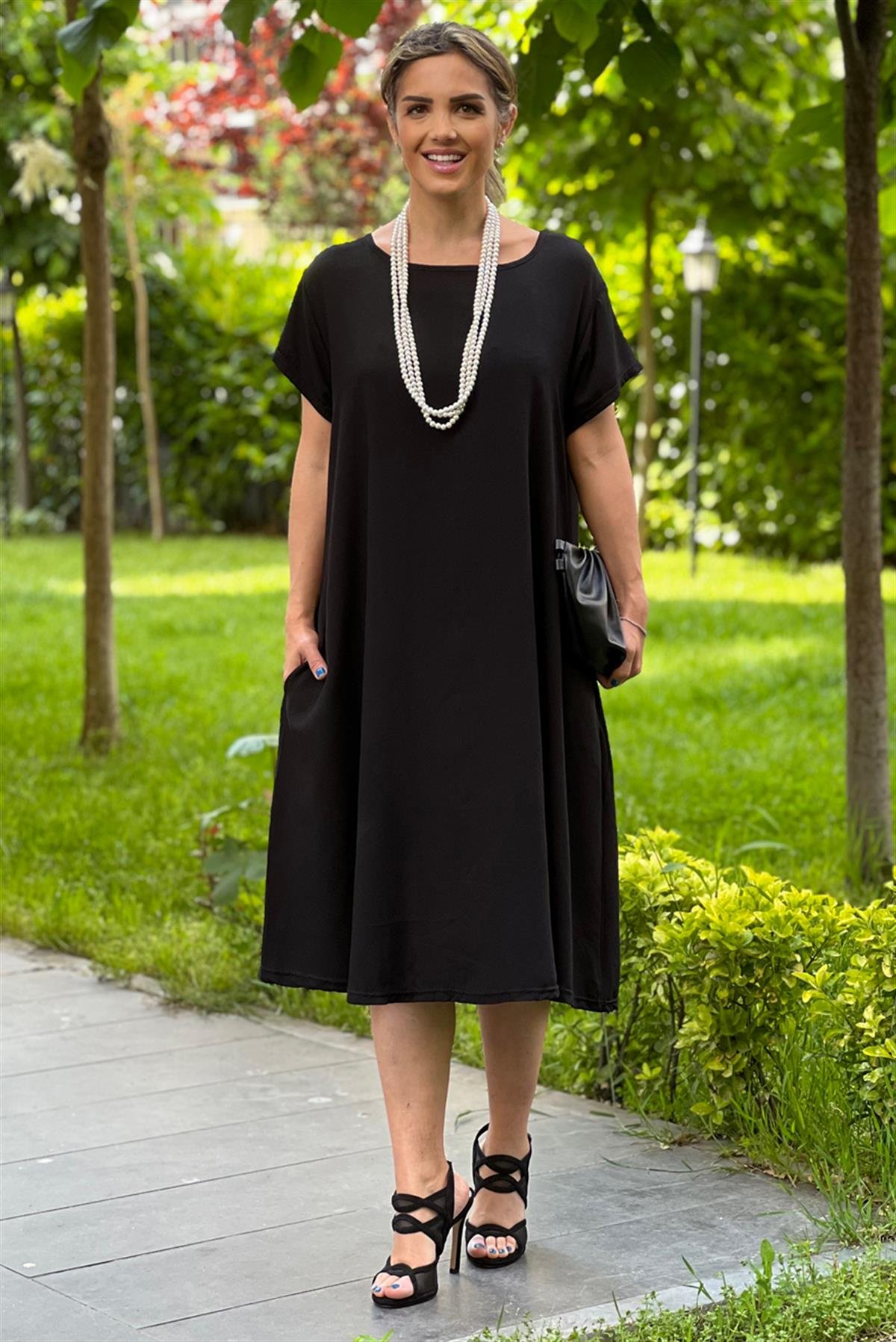 Black Pearl İnce Gösteren Siyah Elbise