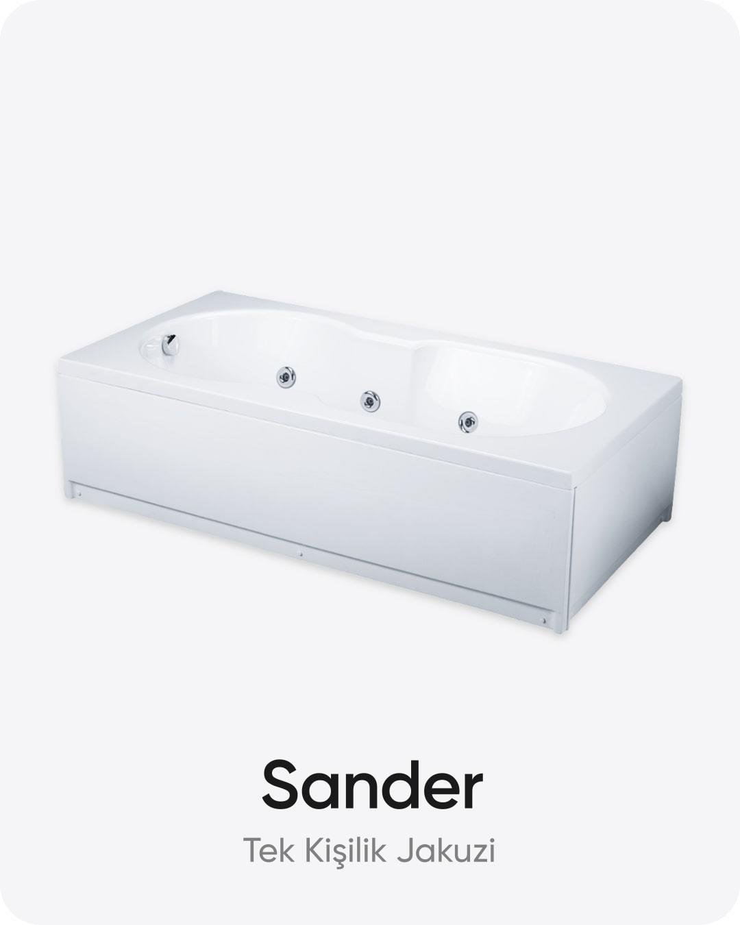 Sander Tek Kişilik Dikdörtgen Dökme Akrilik Jakuzi 180x90x53 cm