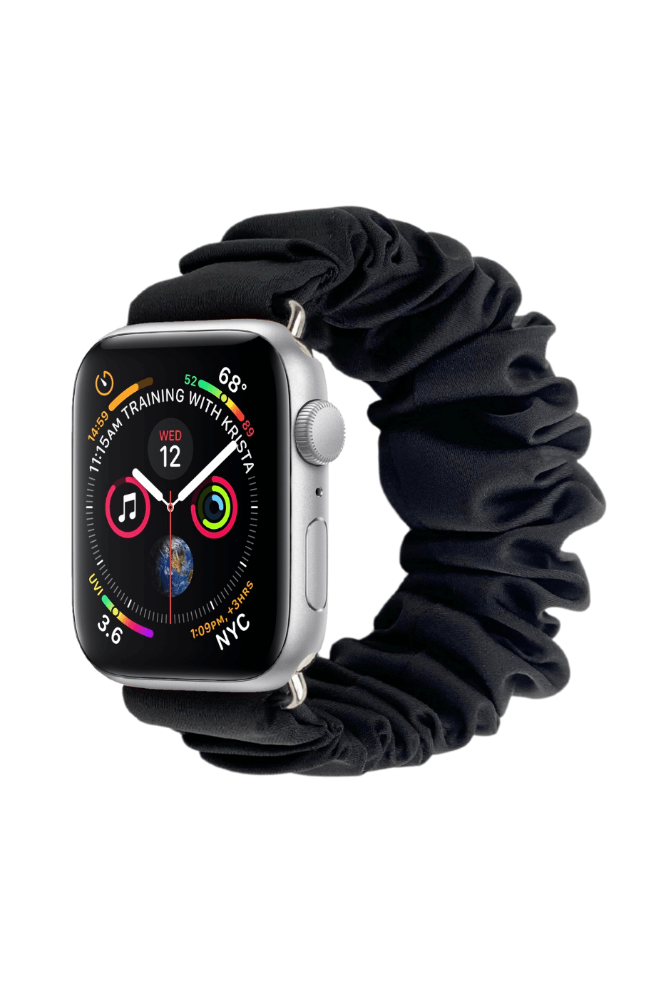Scrunchie Apple Watch Band Black Silk Tokasepeti