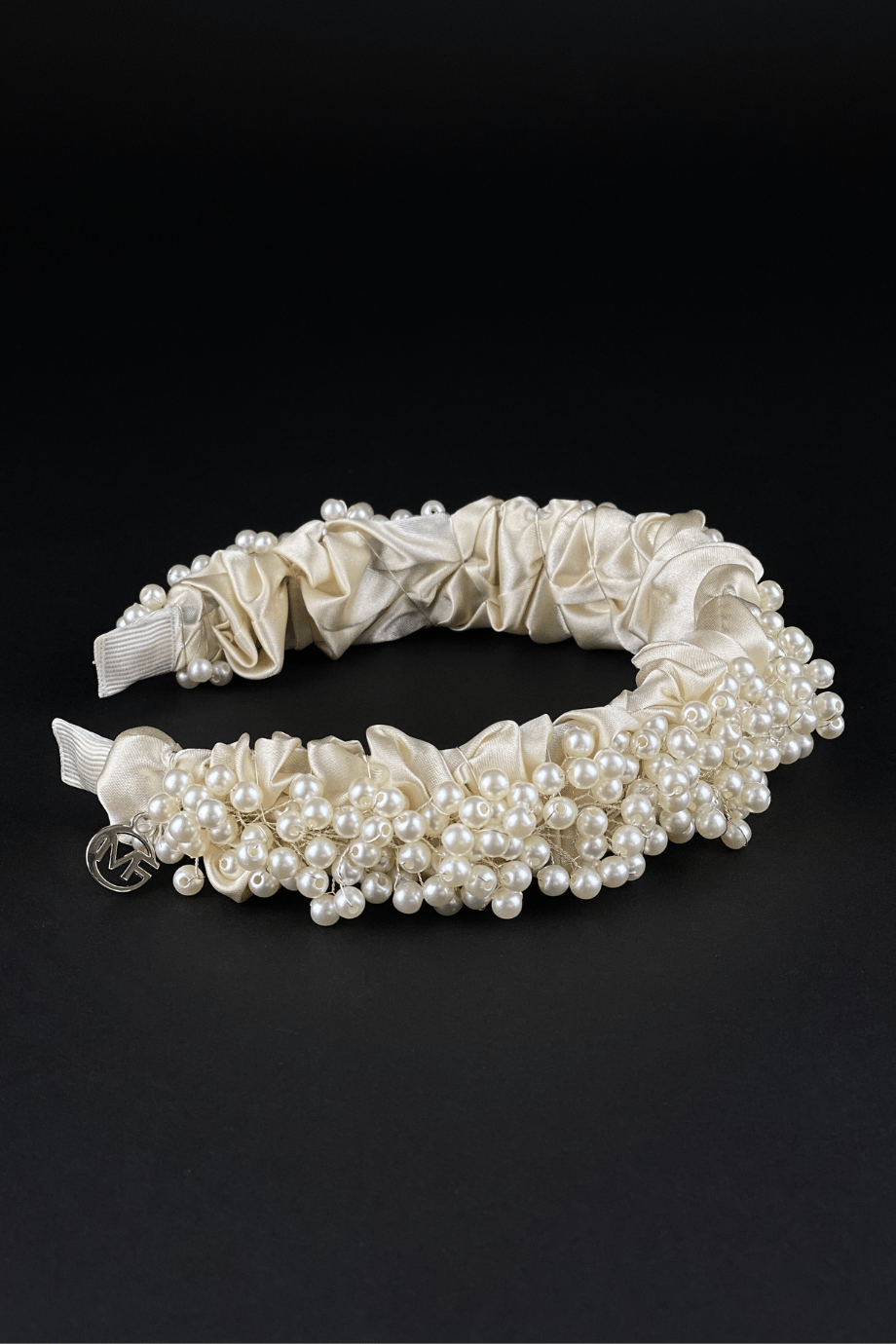 Bridal Pearl Embellished Satin Headband