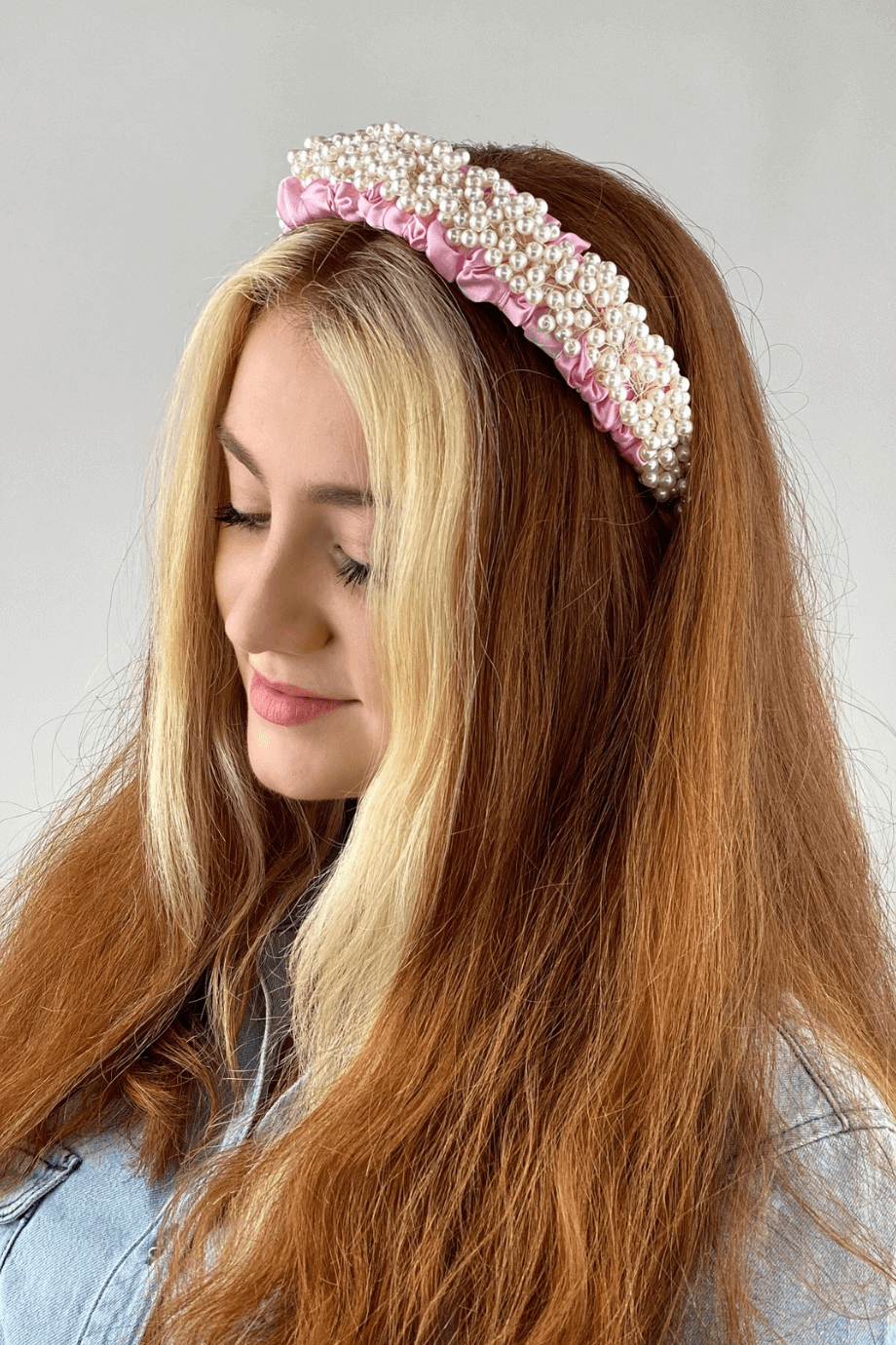 Bridal Pearl Embellished Satin Headband