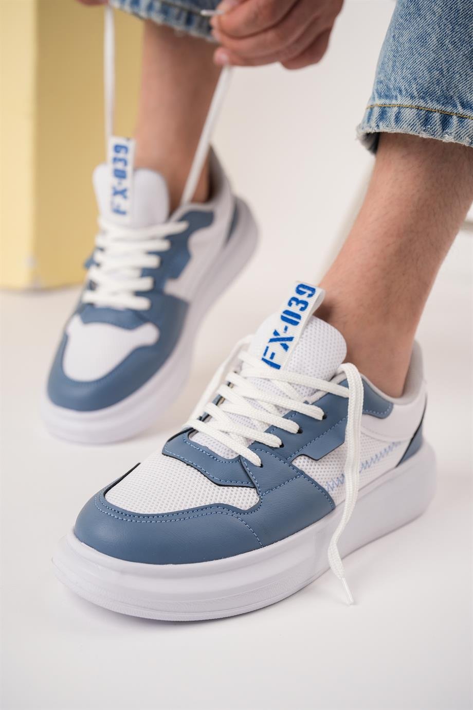 Yeni Sezon Mavi Beyaz Kalın Taban Kadın Sneaker