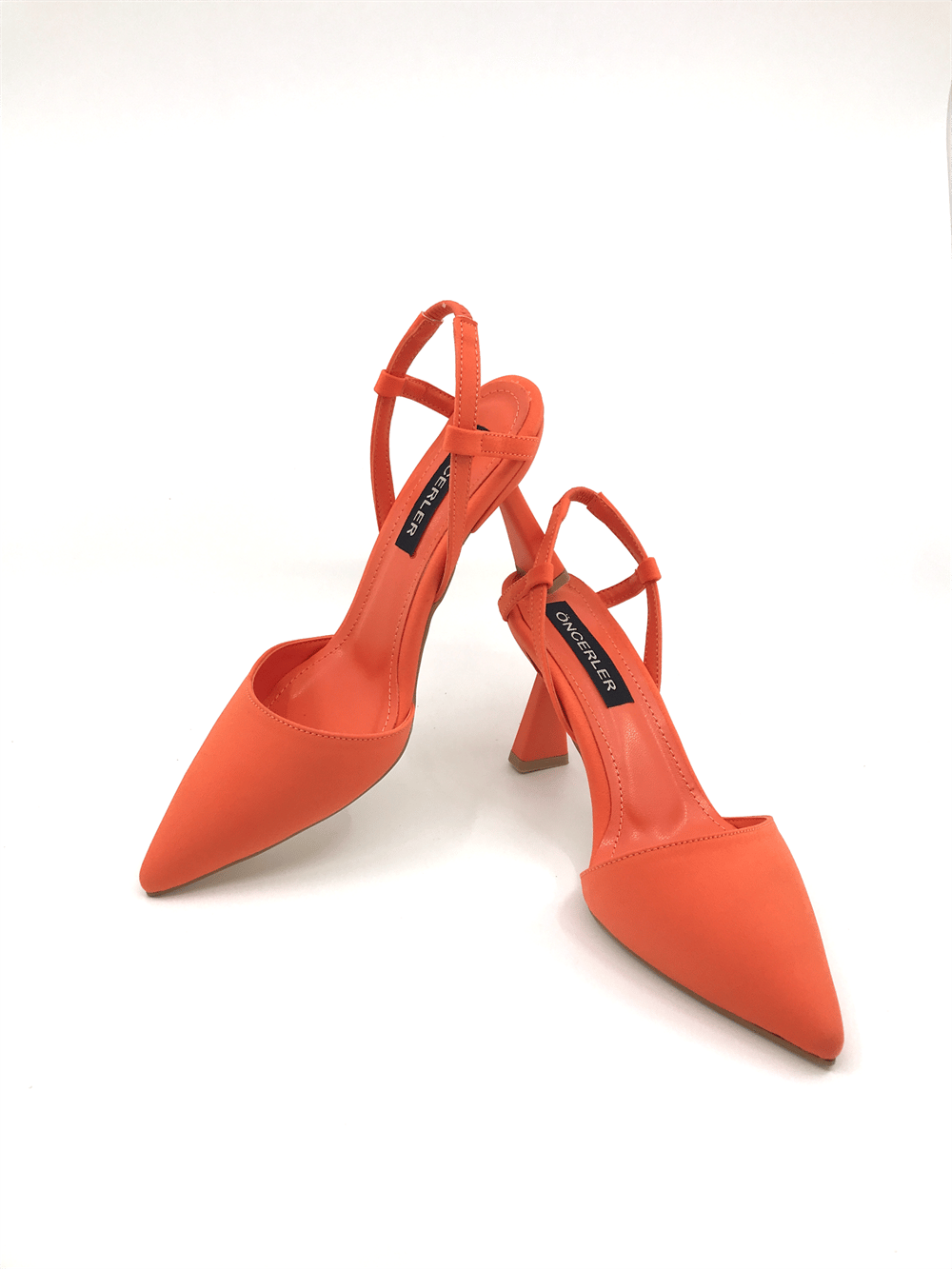 Turuncu Zara Kadın Arkası Lastikli Topuklu Ayakkabı