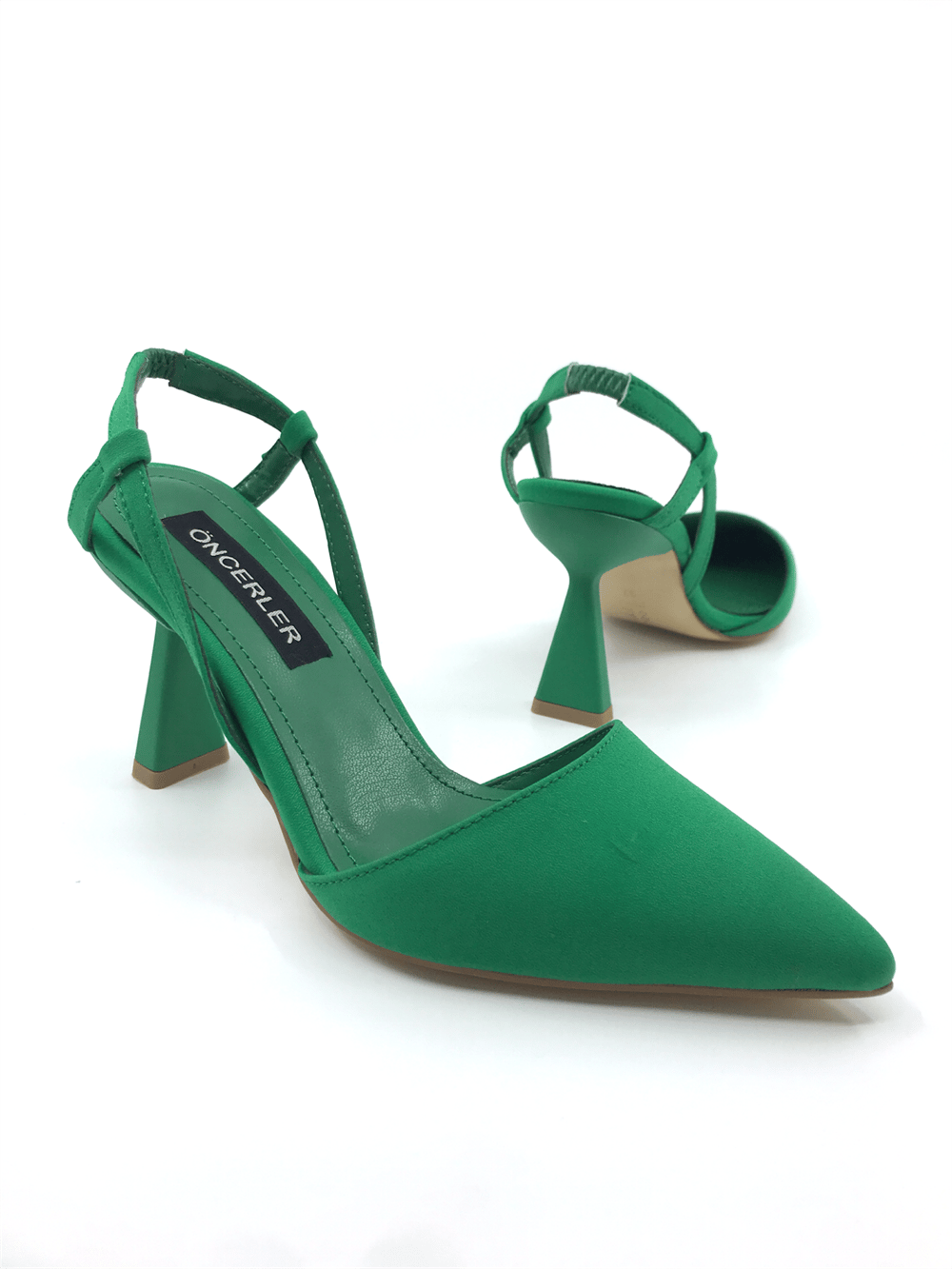 Yeşil Zara Kadın Arkası Lastikli Topuklu Ayakkabı