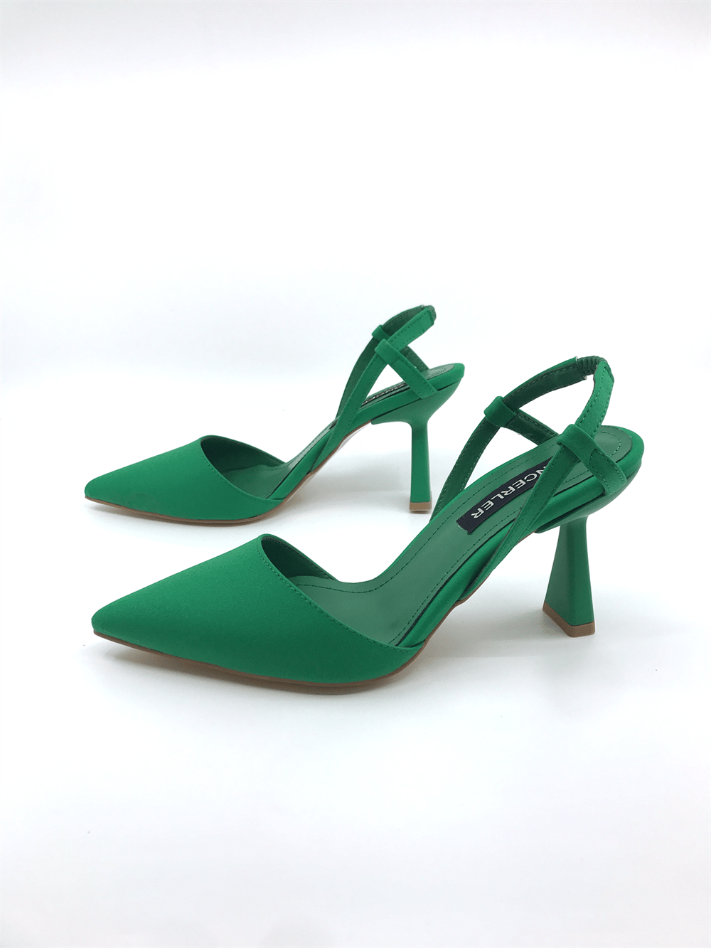 Yeşil Zara Kadın Arkası Lastikli Topuklu Ayakkabı