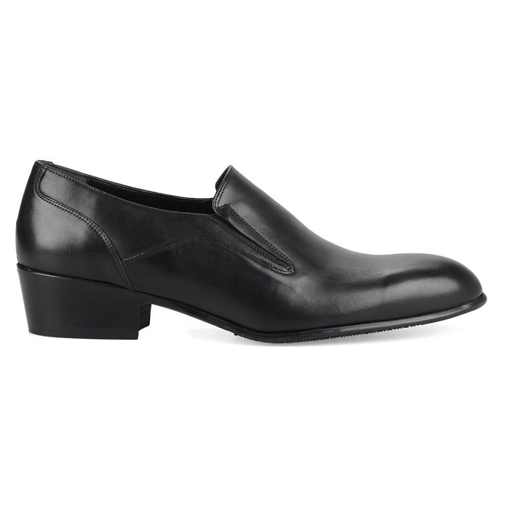 High Heels Men Shoes Black Genuine Leather