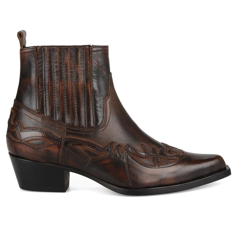 Women Brown Cowboy Ankle Boots Bari