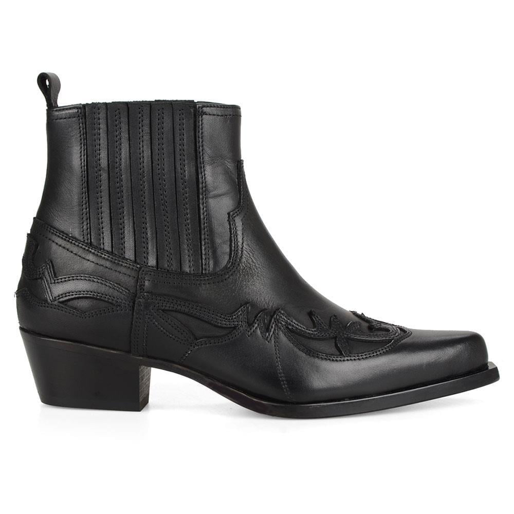 Women Black Cowboy Ankle Boots Bari