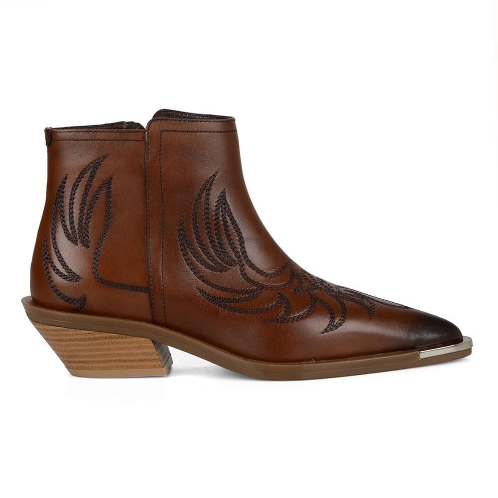 Brown Womens Cowboy Ankle Boots Biasca