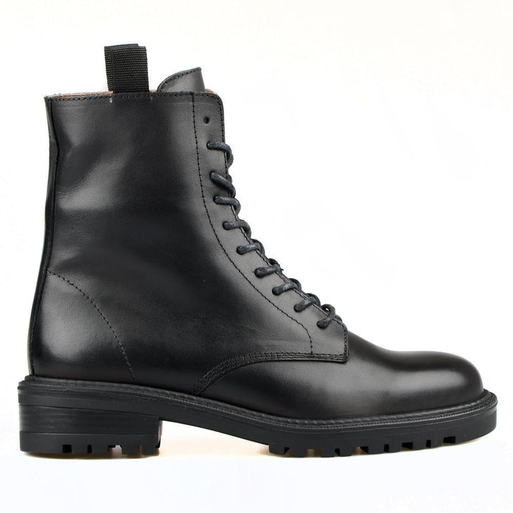 Women's Military Boots Lace Up Ankle Boots Black