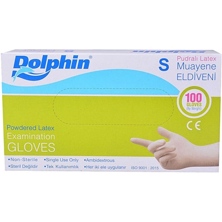 Dolphin Latex Examination Gloves Small 100 pcs.-LeylekKapida.com