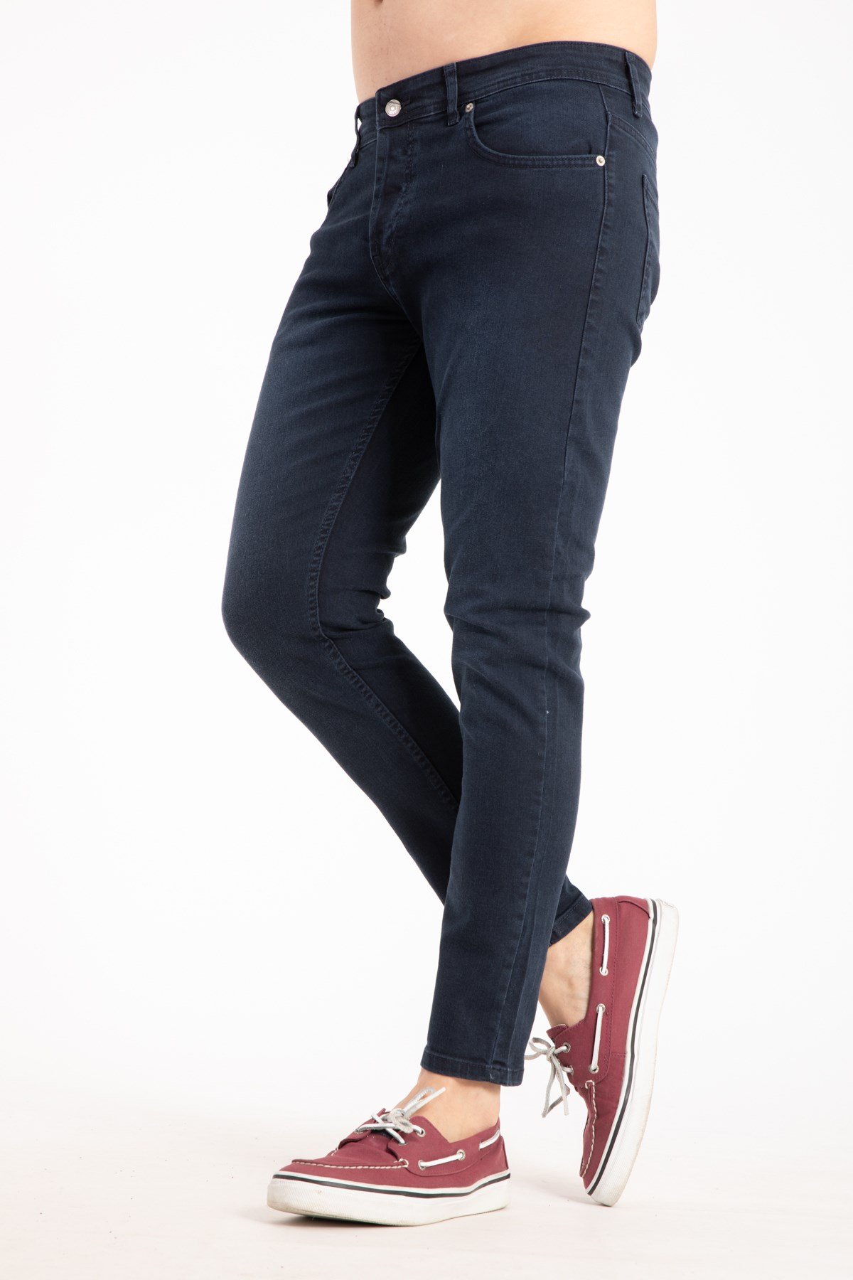 Erkek Slim Fit Bilek Boy Likralı Kot Pantolon 2300-Lacivert