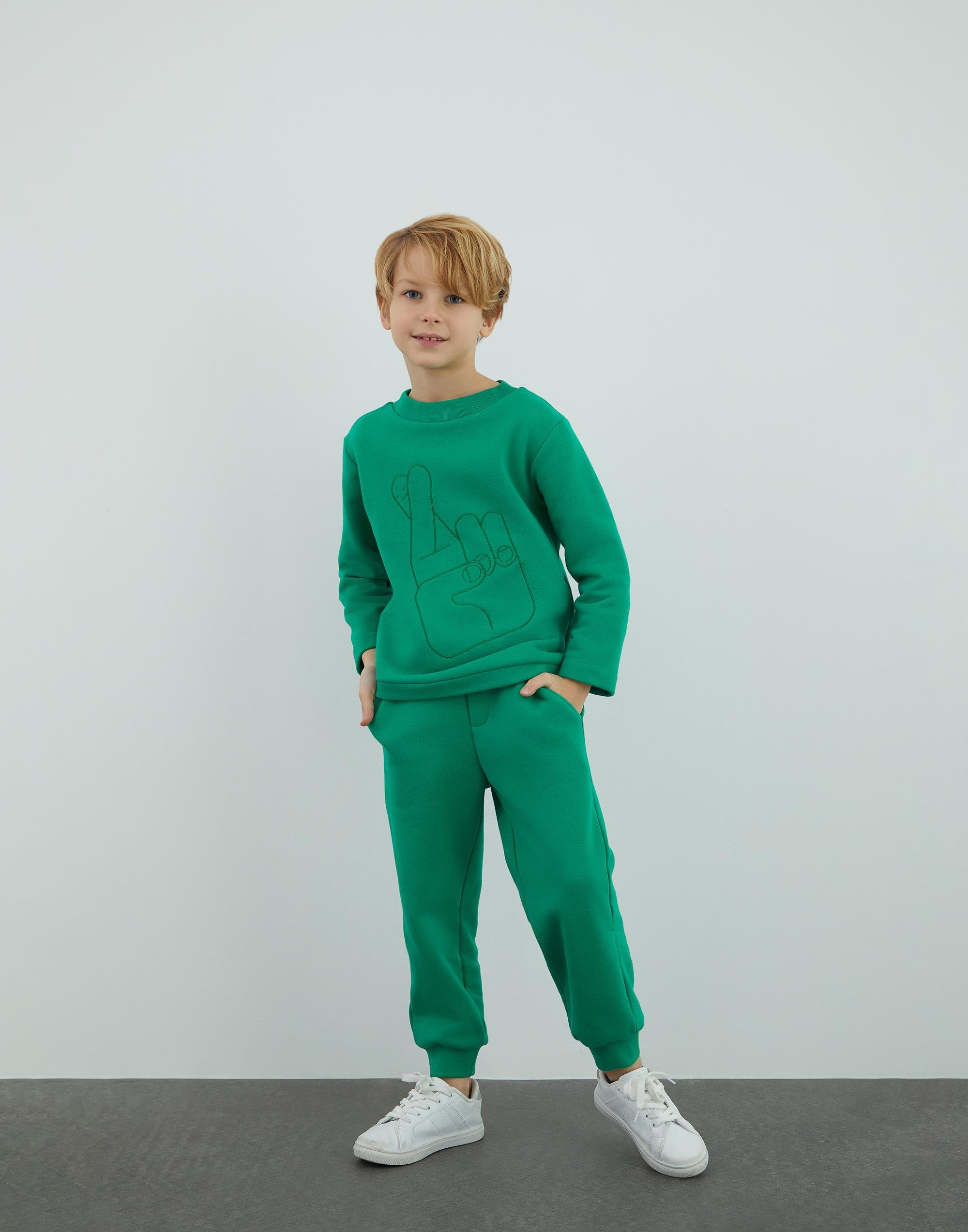 Ton In Ton Embroidered Green Sweatshirt