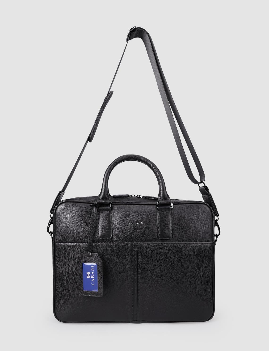 Cabani 100% Genuine Leather Black Shoulder Briefcase l Cabani