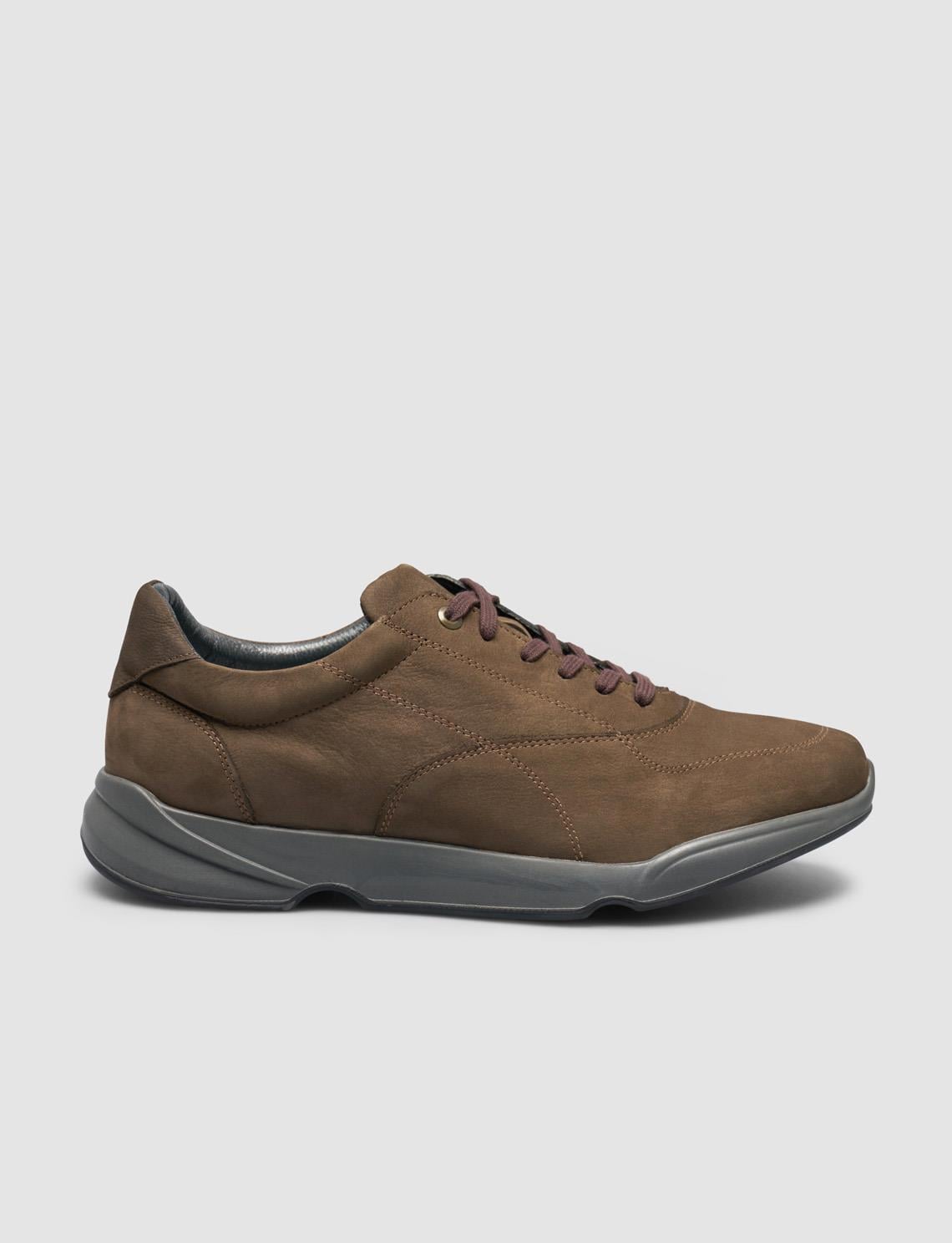 Cabani Men 100% Genuine Leather Khaki Suede Lace-Up Sneakers l Cabani