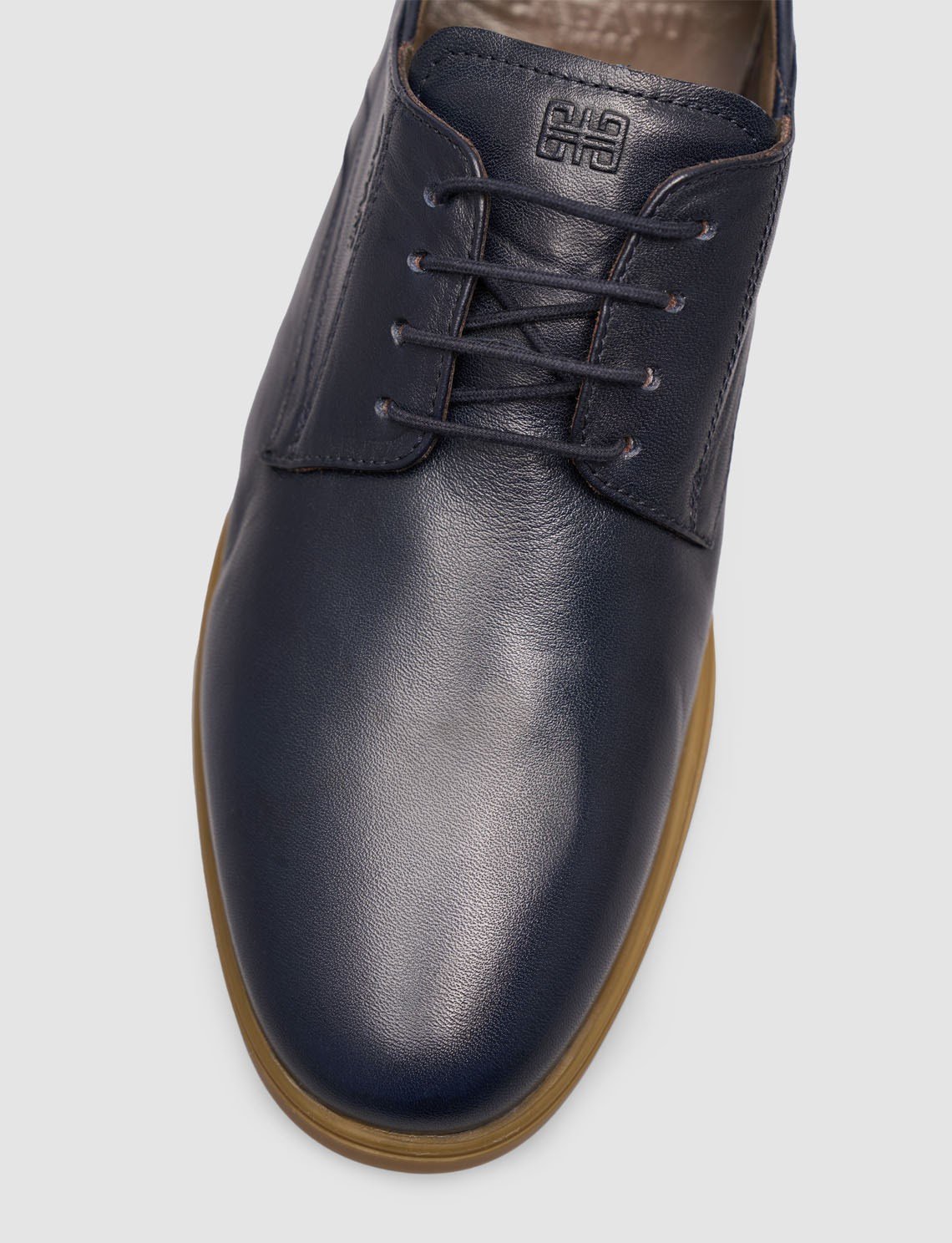 Navy Genuine Calf Leather Lace-Up Men's Shoes l Cabani