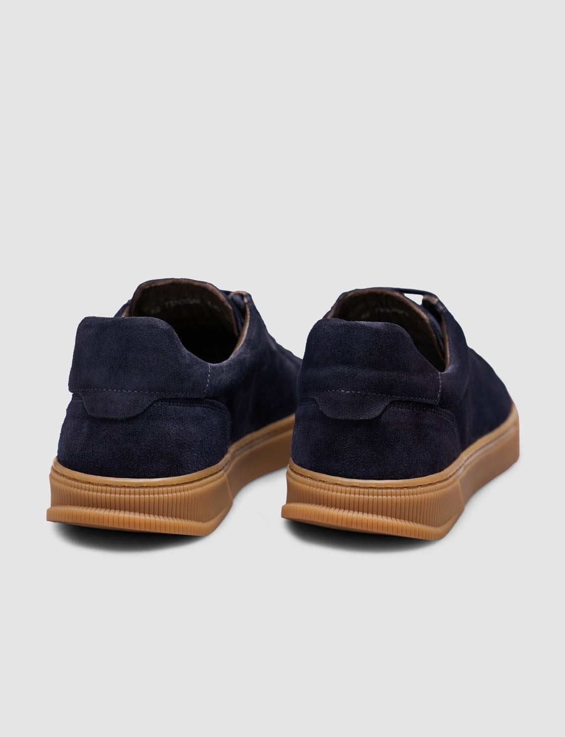 Navy Leather Lace-Up Men's Sneaker with Tan Sole l Cabani