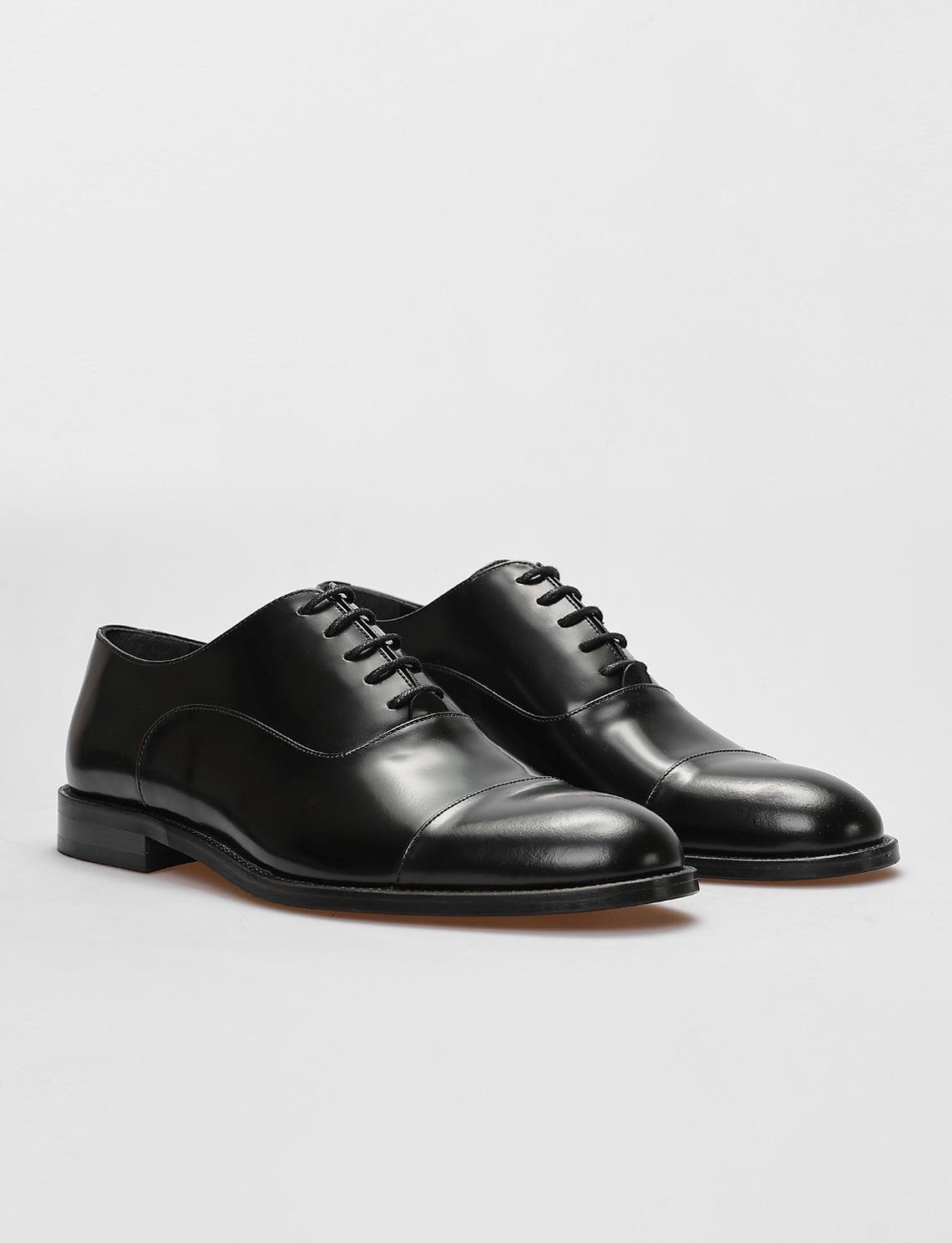 Hakiki Deri Siyah Açma Bağcıklı Erkek Klasik Ayakkabı