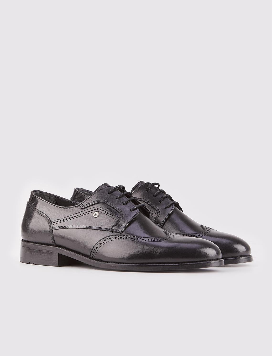 Men Black Genuine Leather Dress Shoes