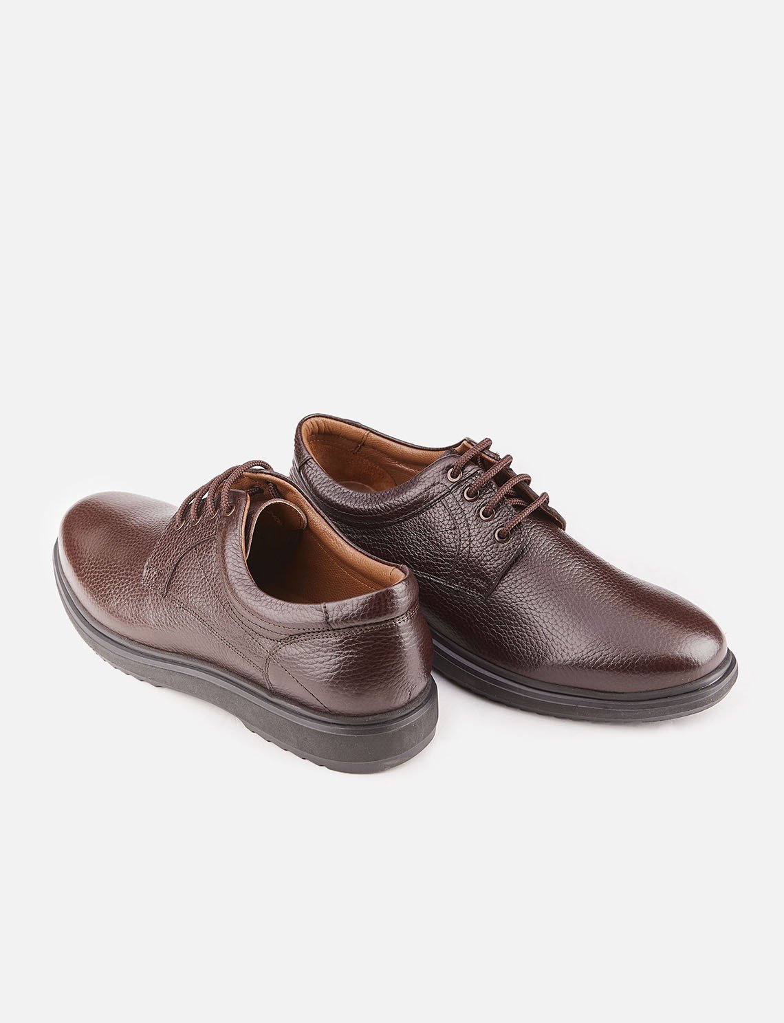 Hakiki Deri Eva Taban Kahverengi Bağcıklı Klasik Erkek Günlük Ayakkabı |  Cabani