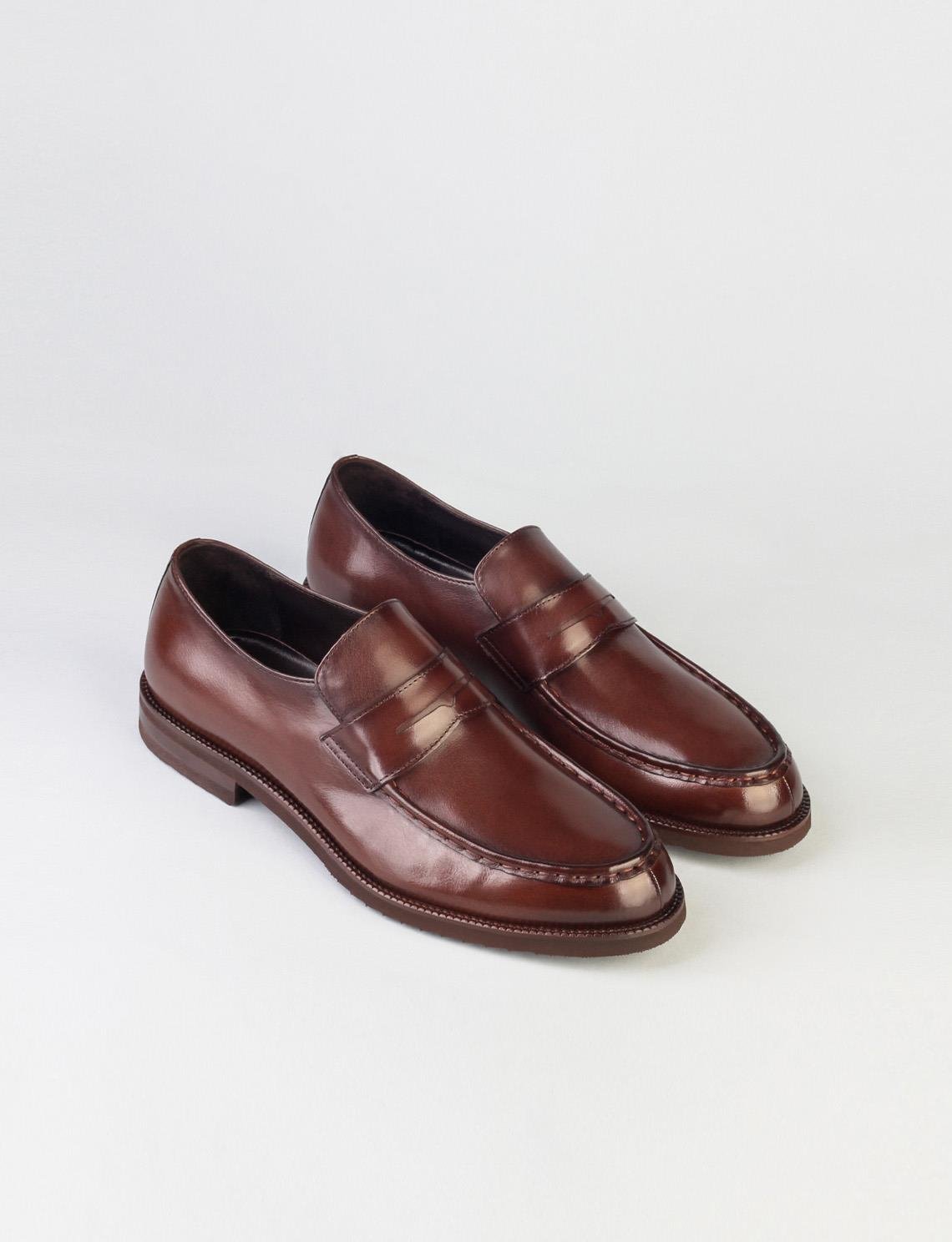 Hakiki Deri Kahverengi Kemer Detaylı Erkek Klasik Ayakkabı | Cabani