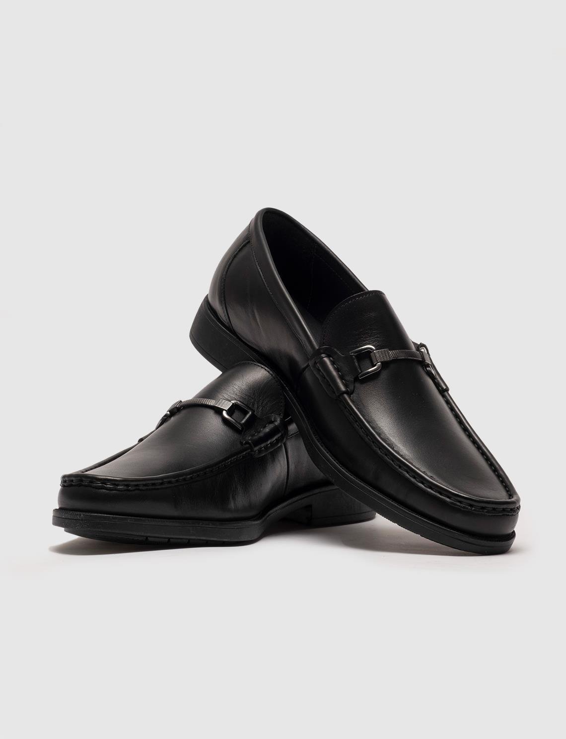 Hakiki Deri Siyah Toka Detaylı Erkek Günlük Loafer Ayakkabı | Cabani