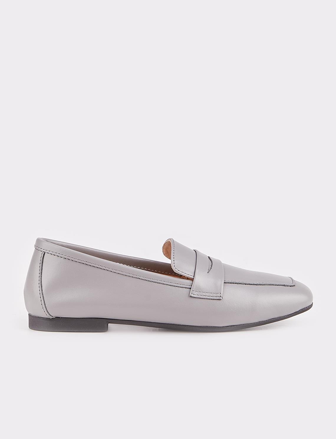 Ladies grey leather loafers new arrivals