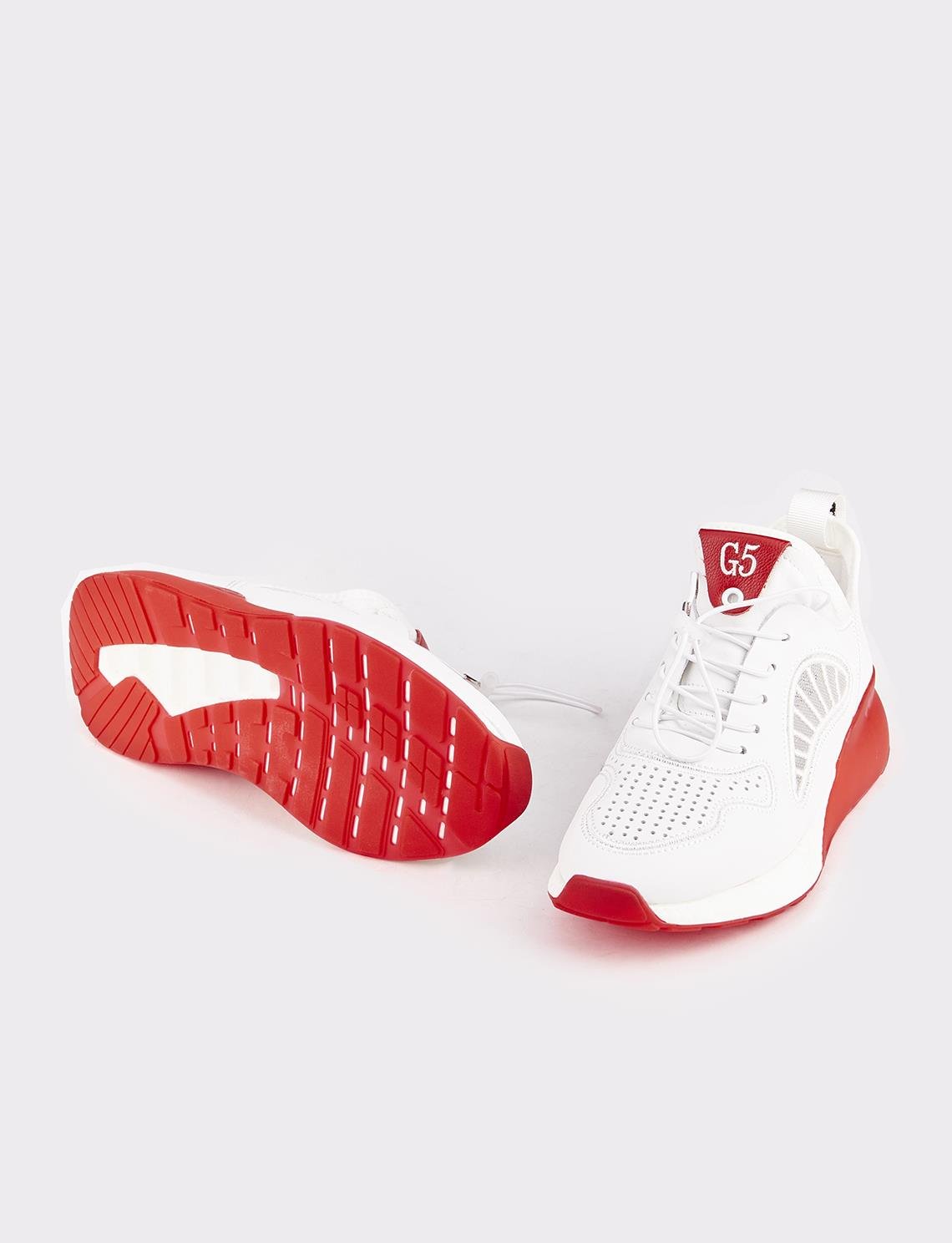 Kırmızı Tabanlı Beyaz Erkek Spor Ayakkabı | Cabani