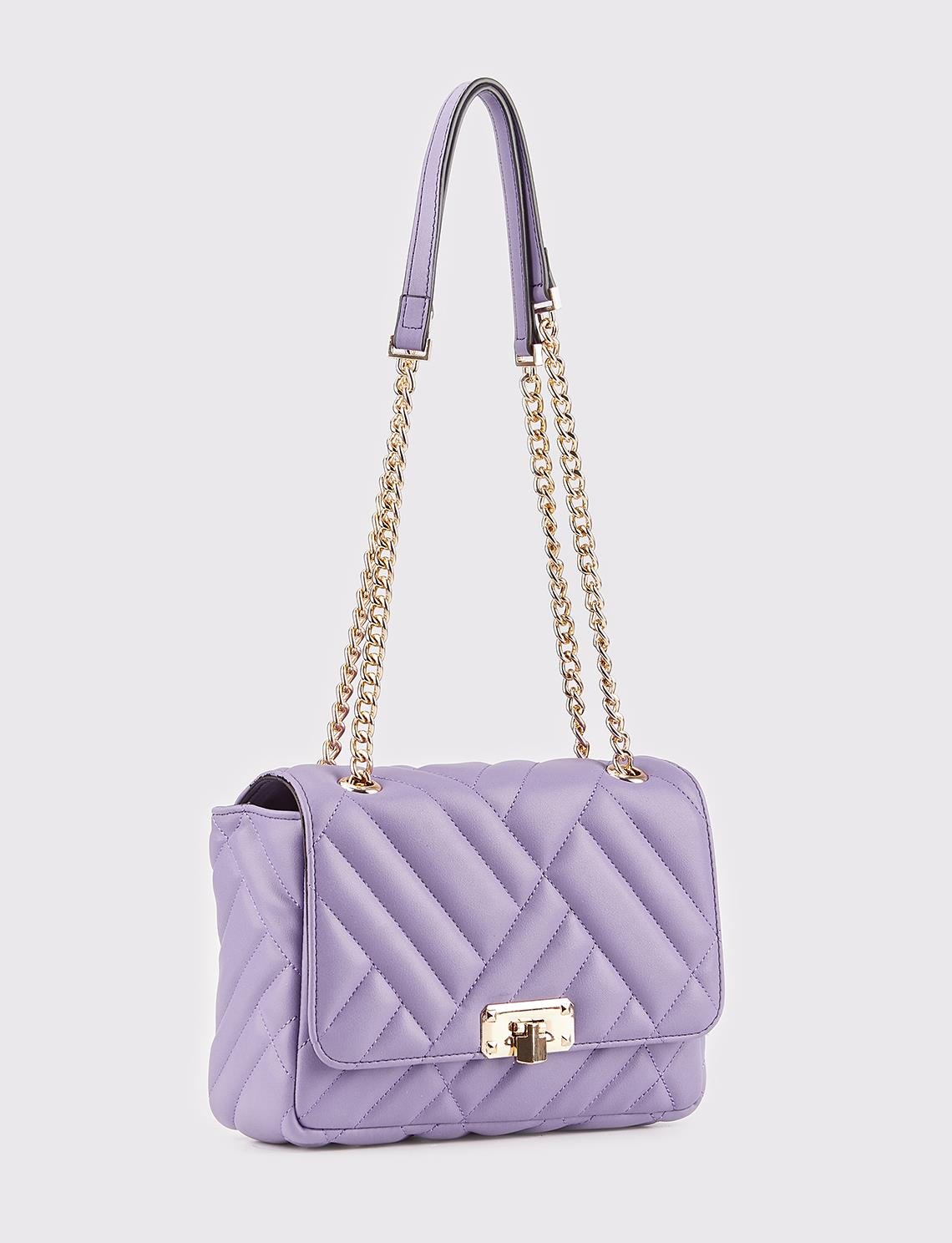 Purple quilted online bag