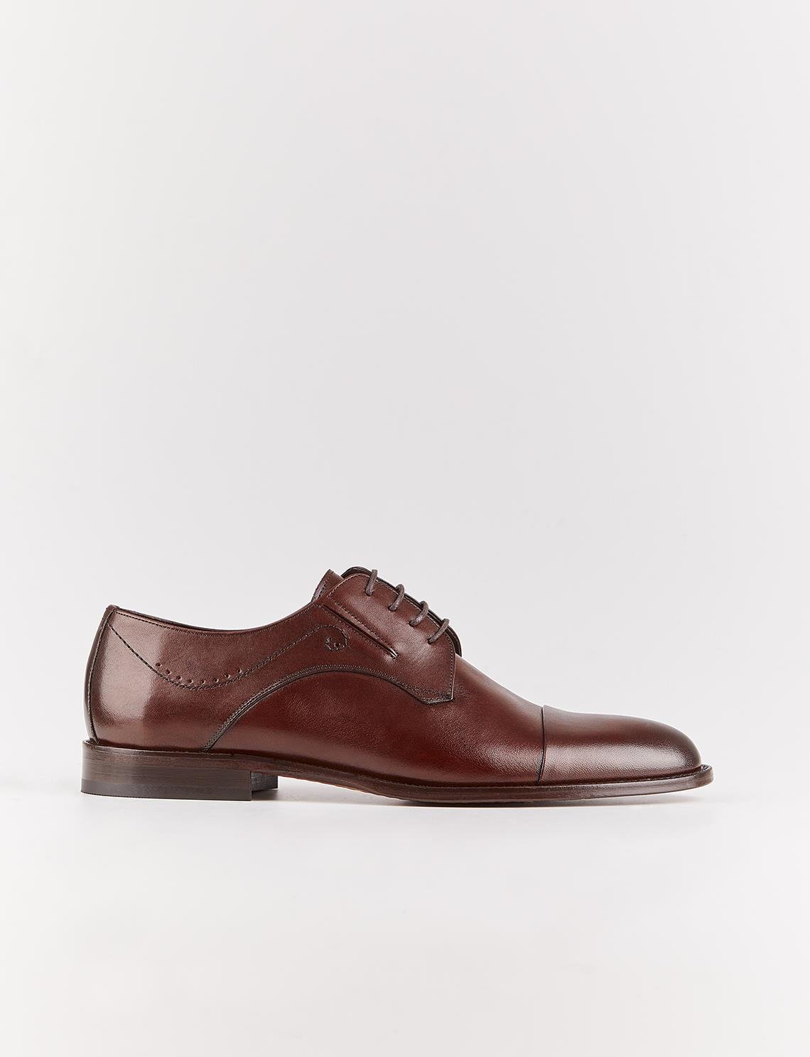 Mevsimlik Hakiki Deri Kahverengi Bağcıklı Erkek Klasik Ayakkabı | Cabani