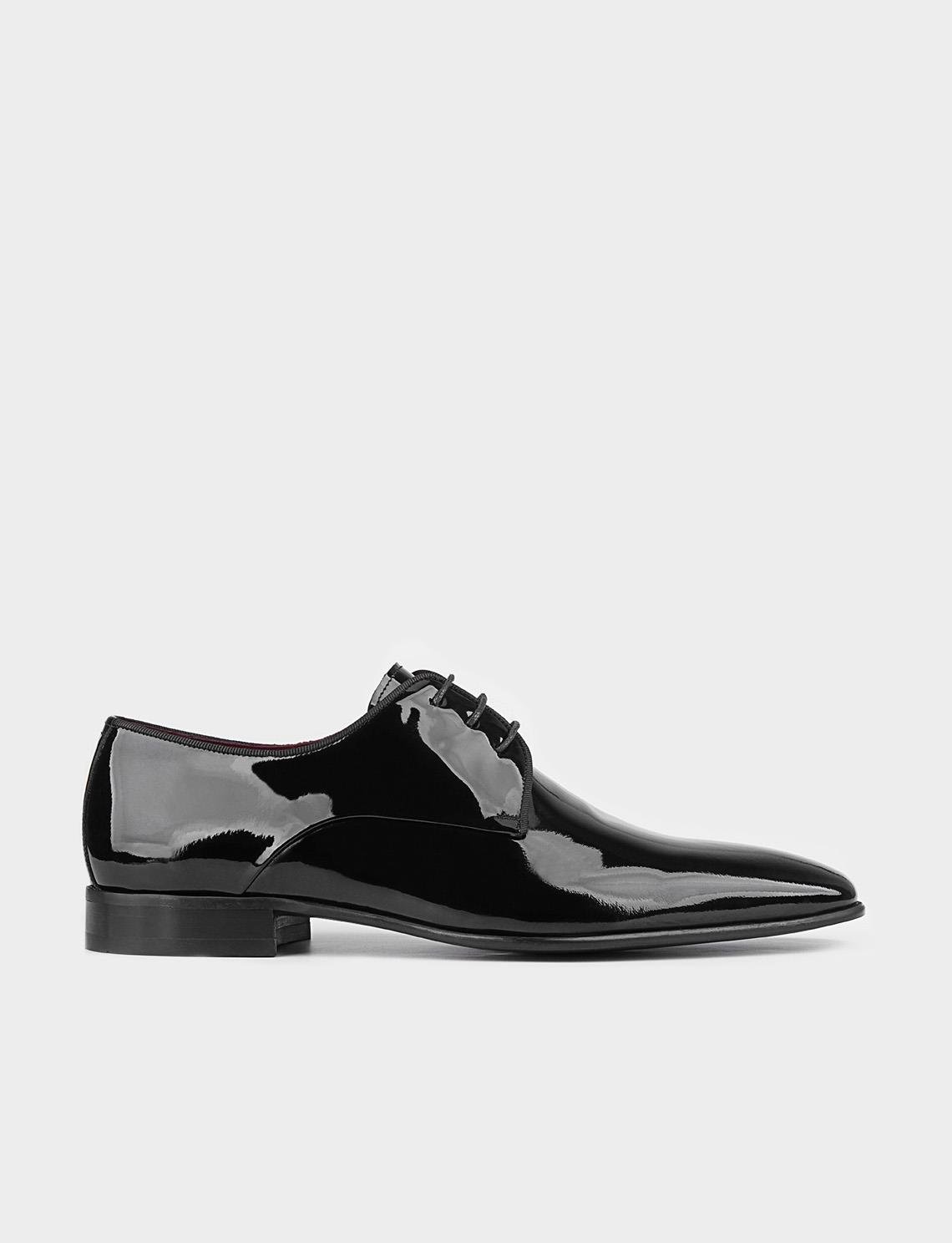 Rugan Bağcıklı Hakiki Deri Siyah Erkek Klasik Ayakkabı | Cabani